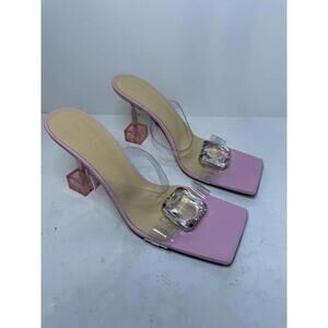 MACH & MACH Cubism Pink Crystal Heel Sandals Women’s EU 38